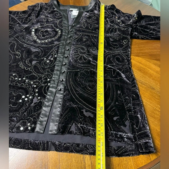 Chicos Sparkling Night Delaney Tunic Silk Blend Long Sleeve Button Up Sz 2 Large - Picture 4 of 8